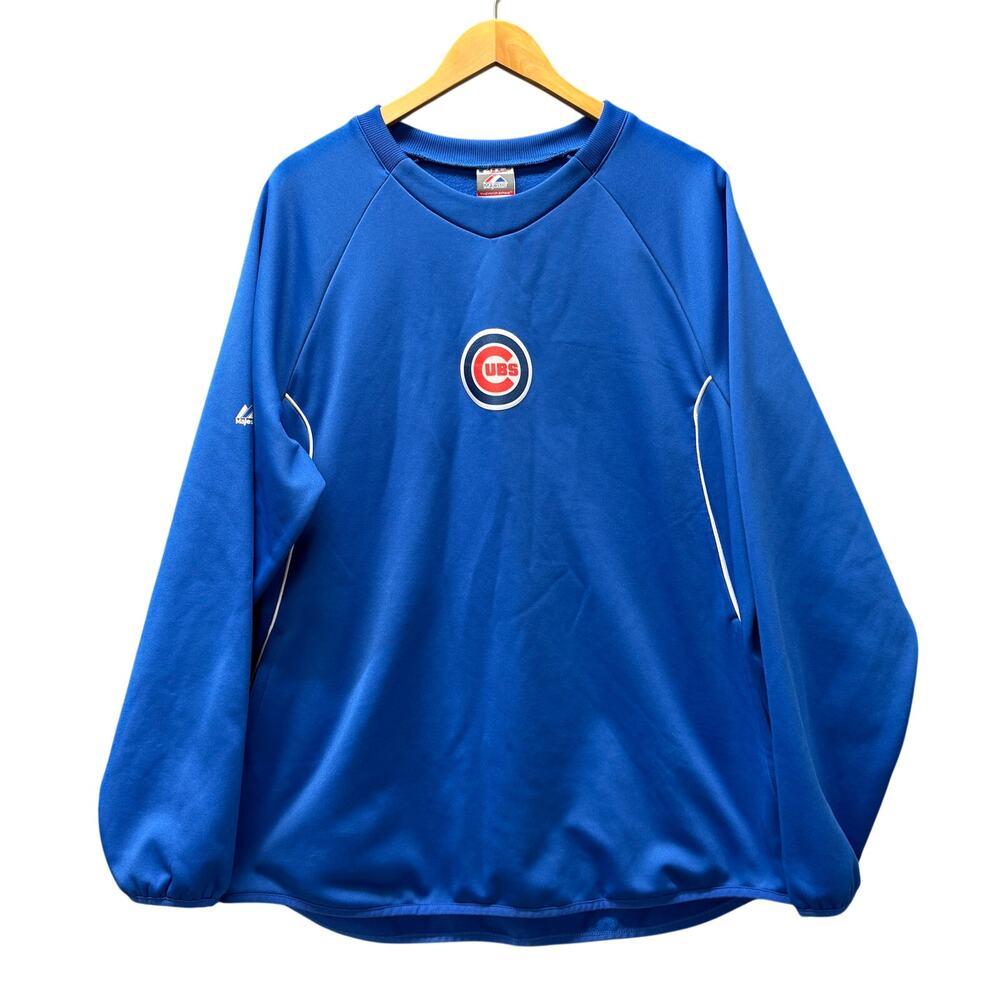 Chicago Cubs Jacket Mens Large Blue Full Zip Majestic‎ MLB Authentic Pullover